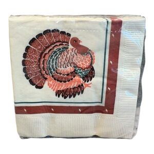 Vintage Thanksgiving American Greetings Turkey Beverage Napkins 16 Ct New